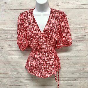 & Other Stories Red Ditsy floral wrap blouse